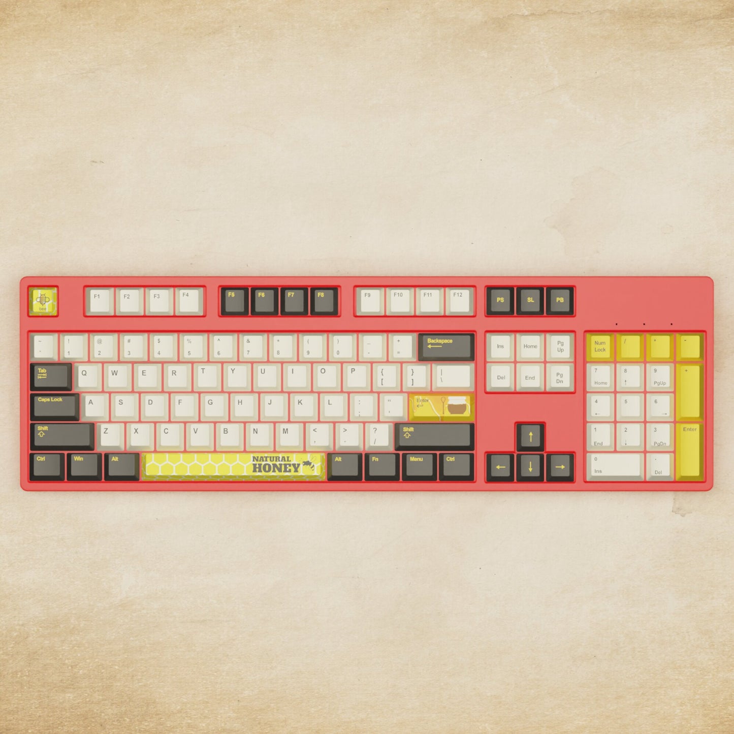 Alpha 108 - 100% Bee Mechanical Keyboard | Yellow Keyboard