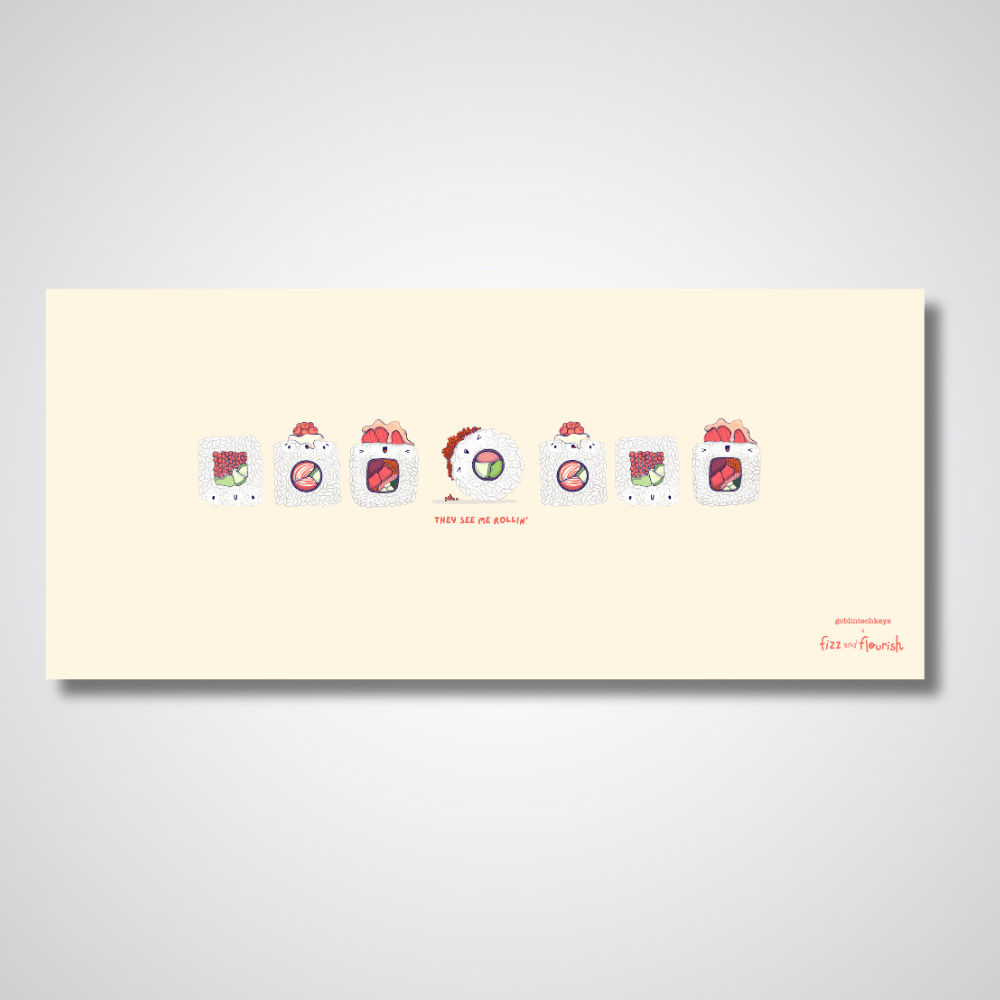 Fizz and Flourish Artist They See Me Rollin Beige Deskmat - Goblintechkeys