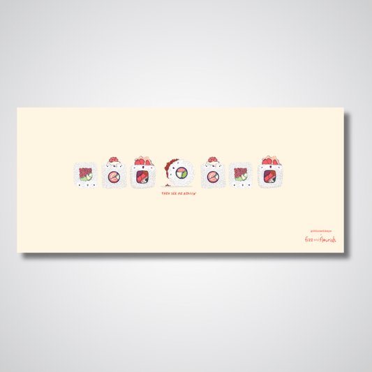 Fizz and Flourish Artist They See Me Rollin Beige Deskmat - Goblintechkeys