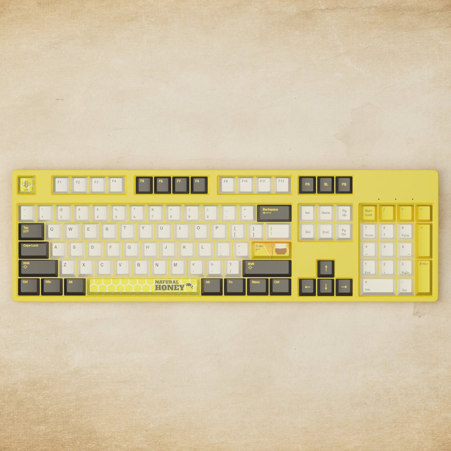 Alpha 108 - 100% Bee Mechanical Keyboard | Yellow Keyboard