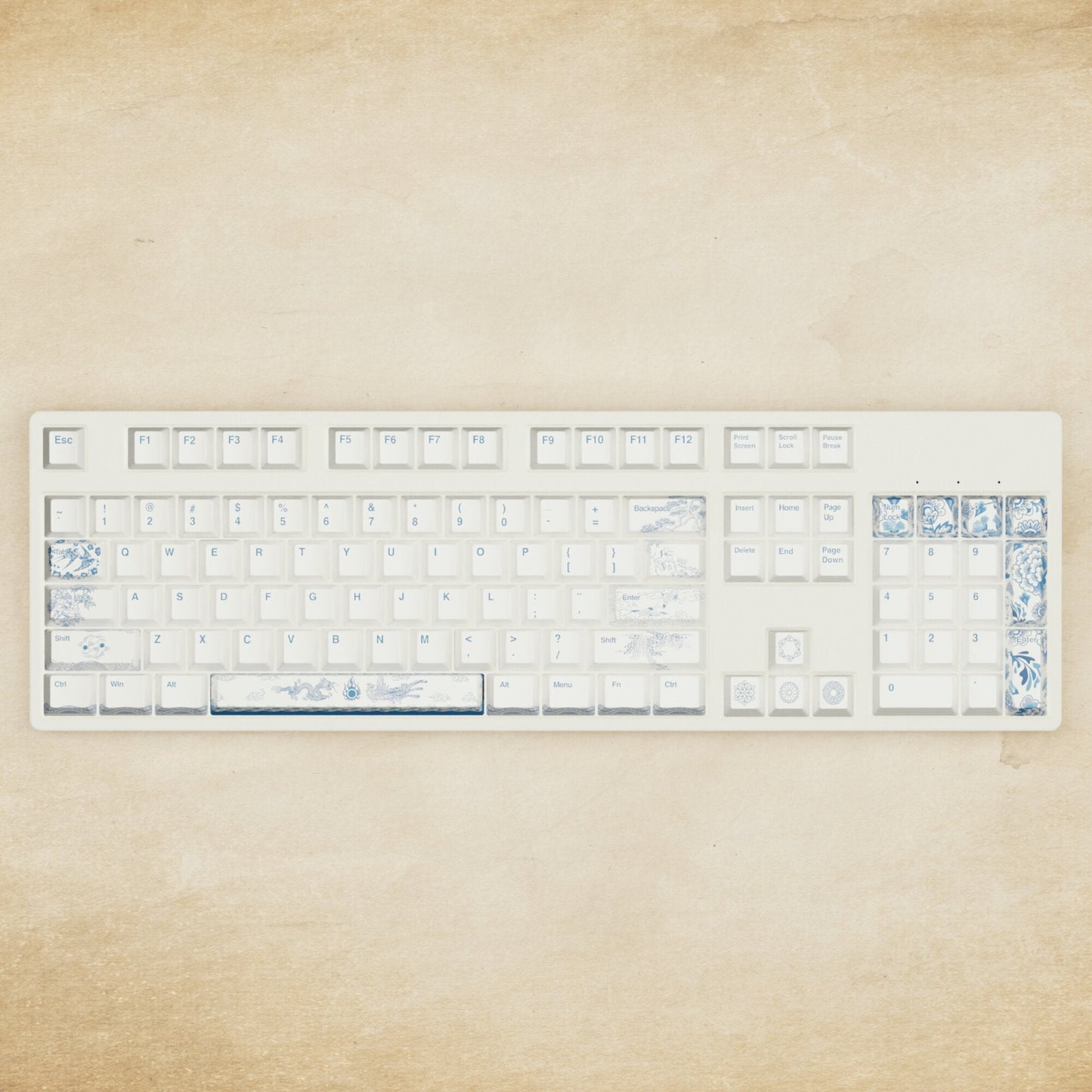Alpha 108 - 100% Blue Pottery Mechanical Keyboard - Goblintechkeys
