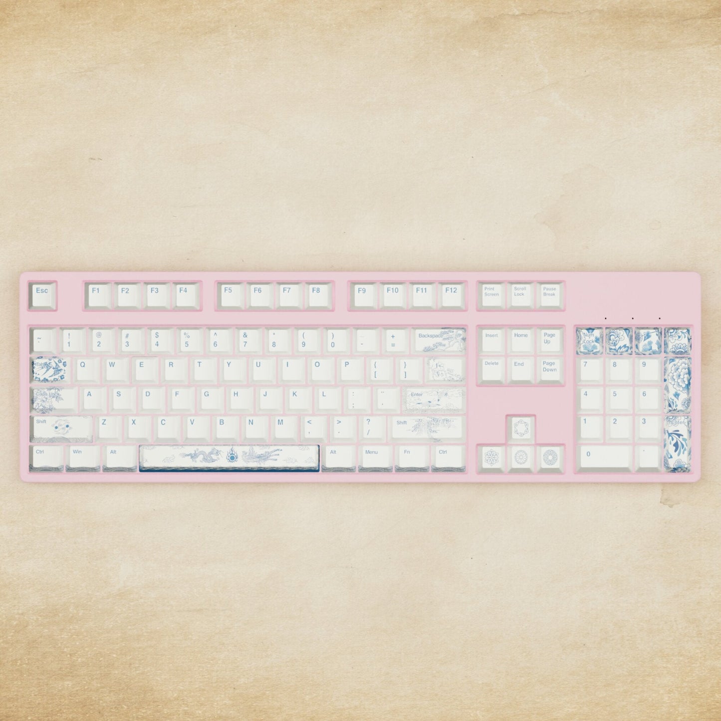 Alpha 108 - 100% Blue Pottery Mechanical Keyboard - Goblintechkeys