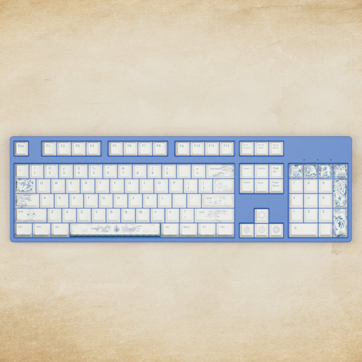 Alpha 108 - 100% Blue Pottery Mechanical Keyboard - Goblintechkeys