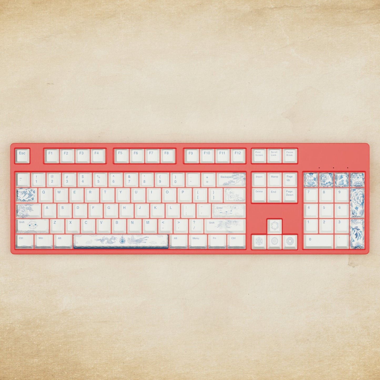 Alpha 108 - 100% Blue Pottery Mechanical Keyboard - Goblintechkeys