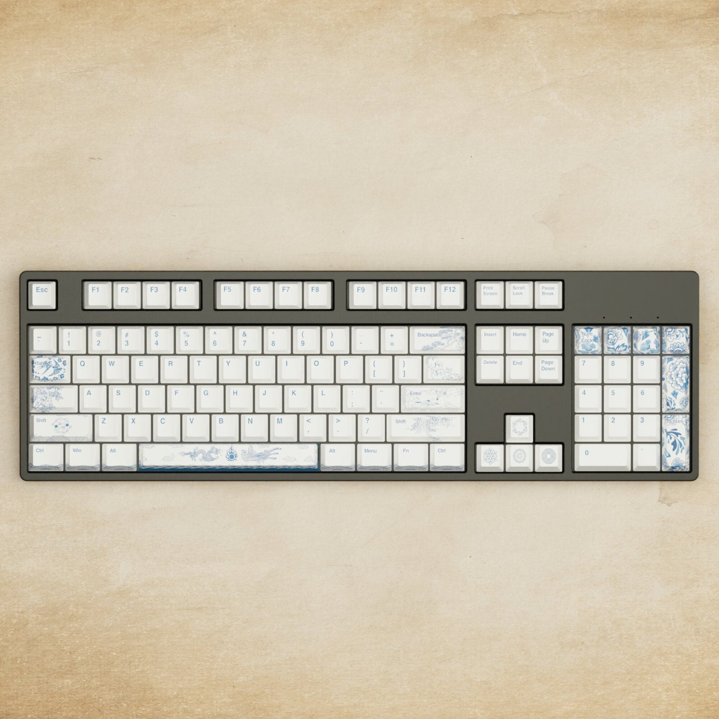 Alpha 108 - 100% Blue Pottery Mechanical Keyboard - Goblintechkeys