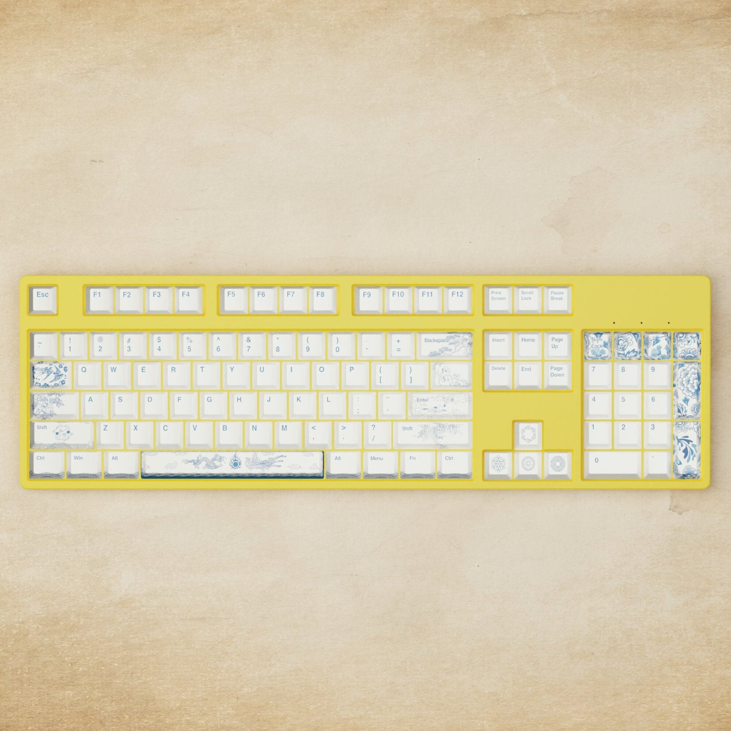 Alpha 108 - 100% Blue Pottery Mechanical Keyboard - Goblintechkeys