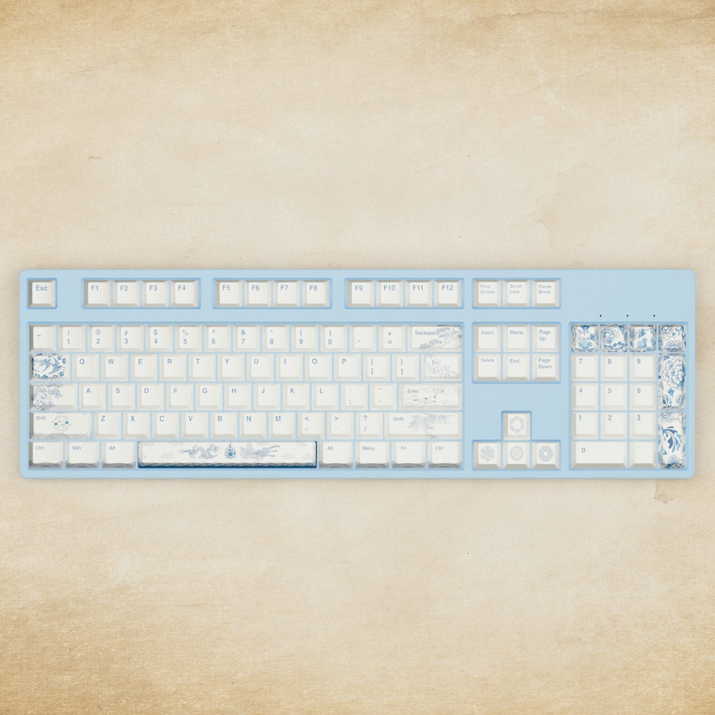 Alpha 108 - 100% Blue Pottery Mechanical Keyboard - Goblintechkeys