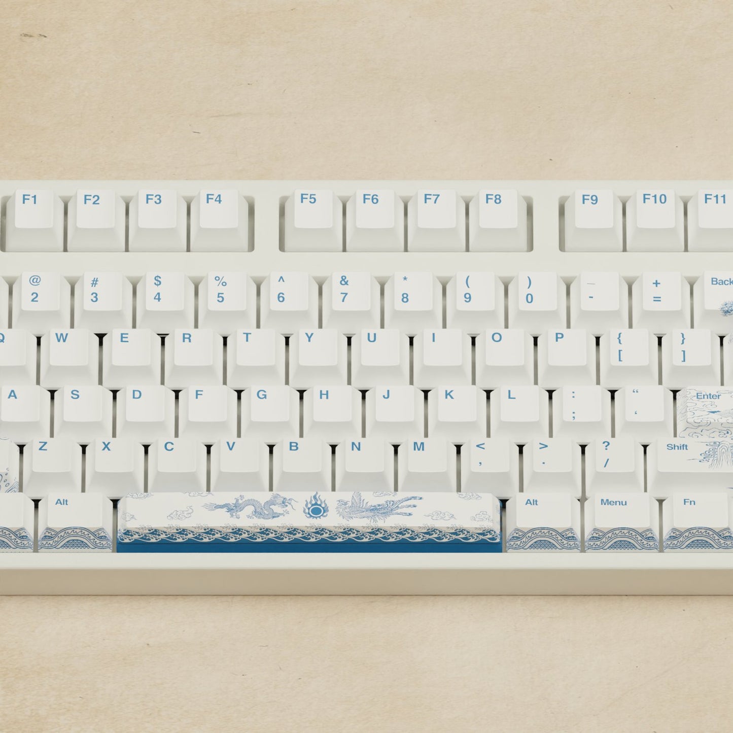 Alpha 108 - 100% Blue Pottery Mechanical Keyboard - Goblintechkeys