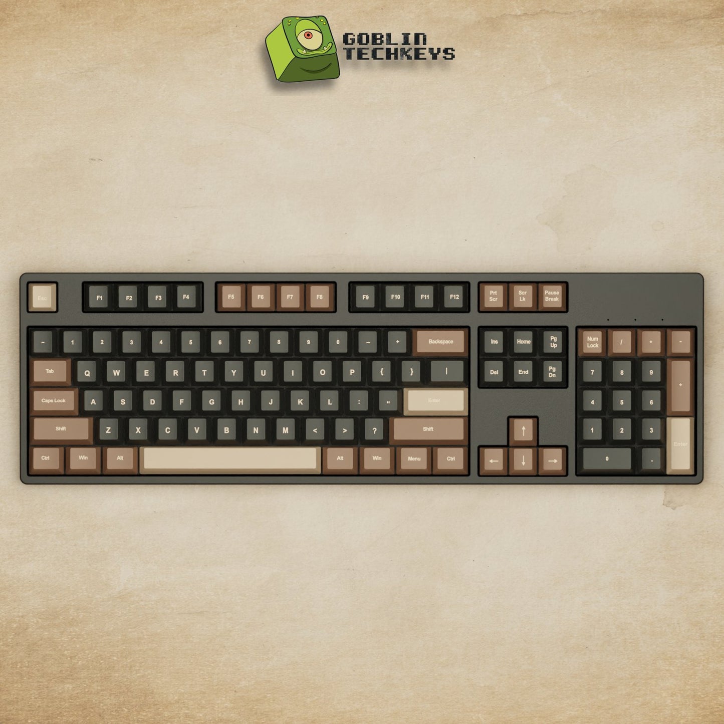 Alpha 108 - 100% Coffee Mechanical Keyboard - Goblintechkeys