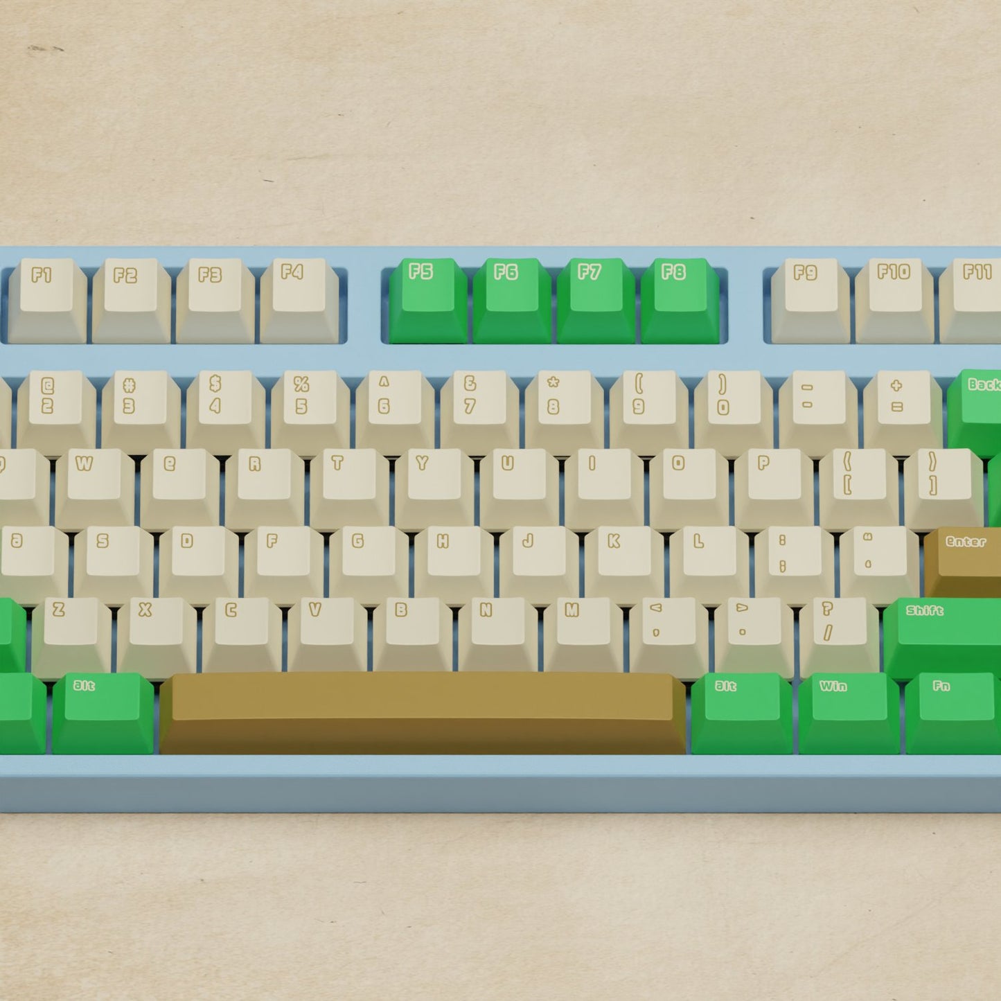 Alpha 108 - 100% Creamy Green Mechanical Keyboard - Goblintechkeys