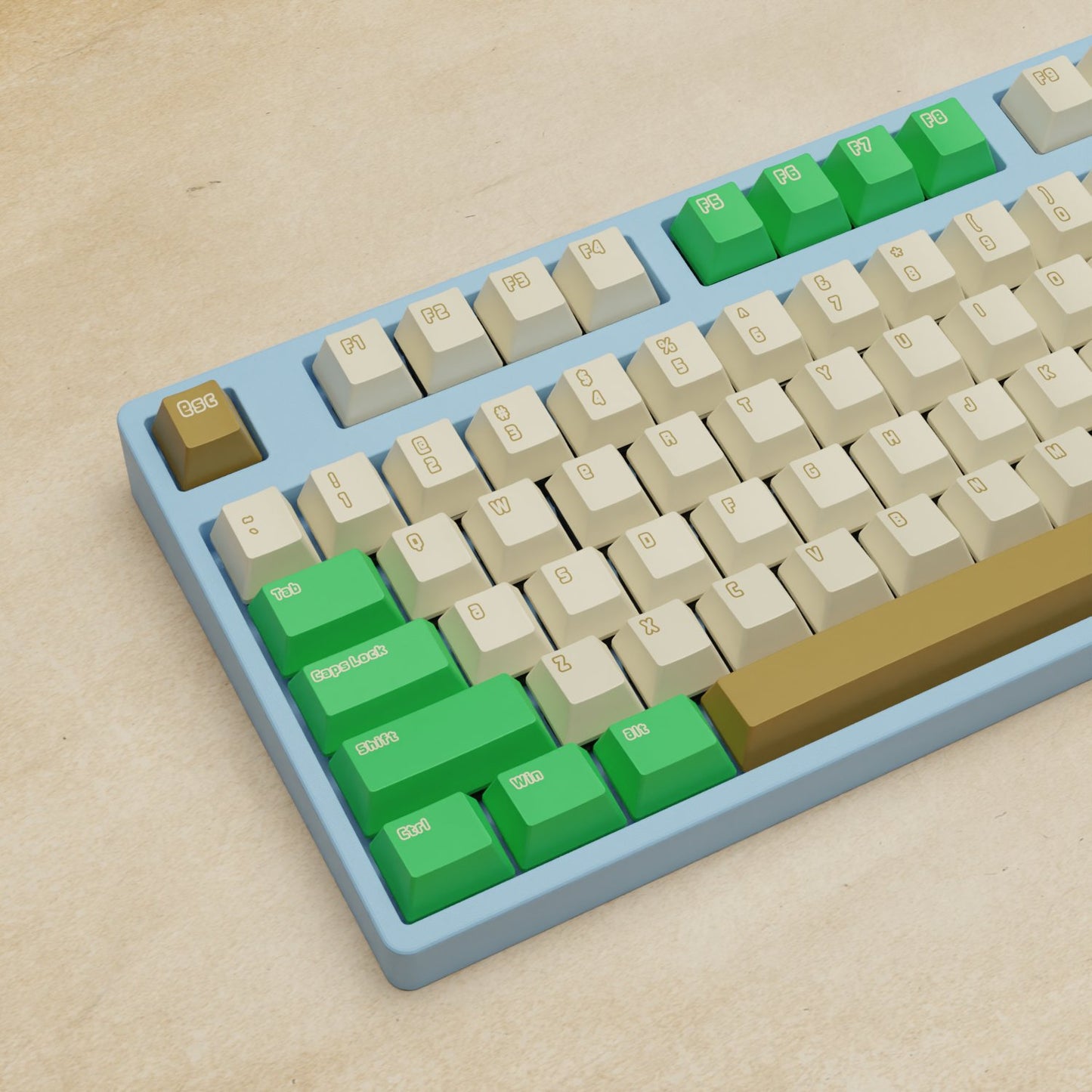 Alpha 108 - 100% Creamy Green Mechanical Keyboard - Goblintechkeys