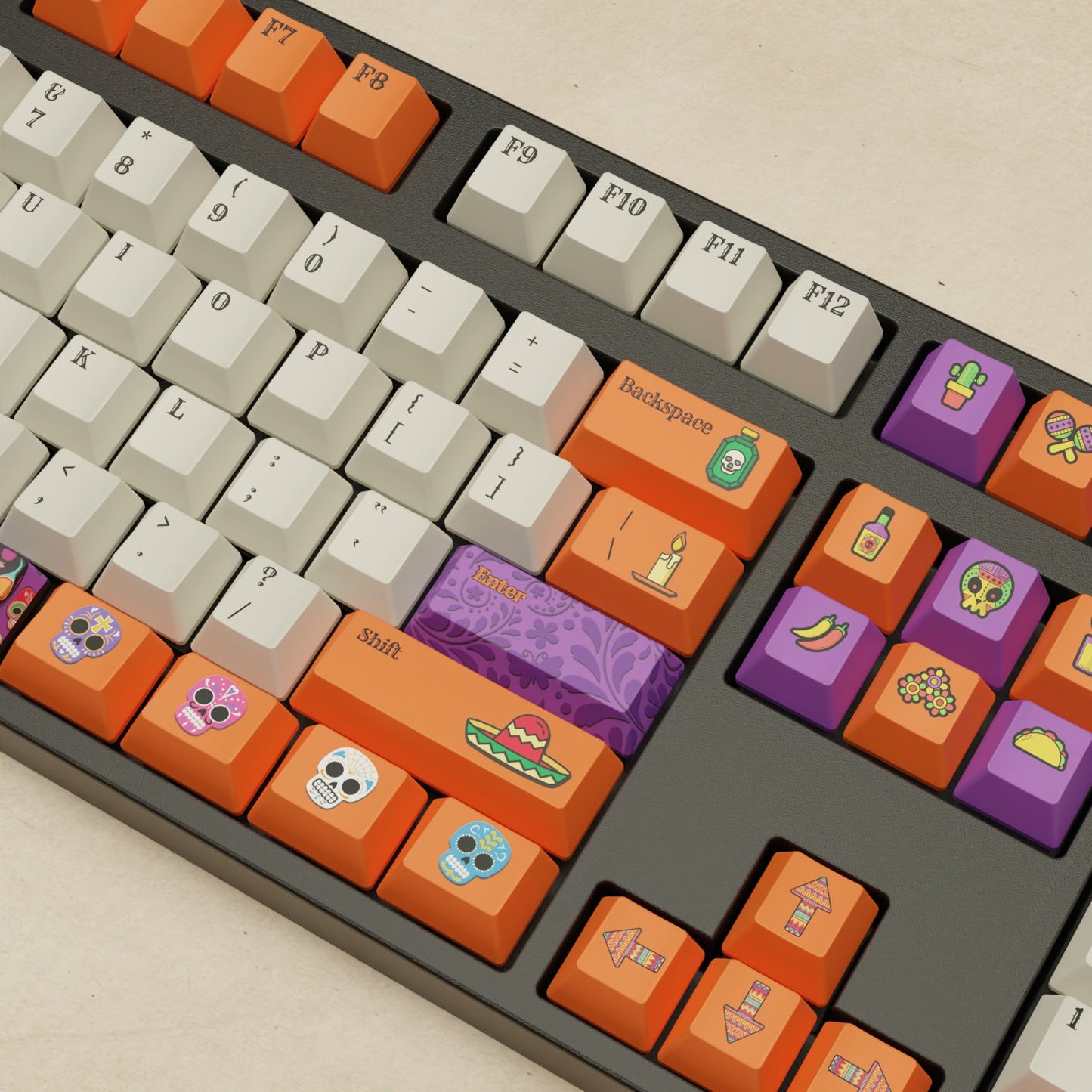 Alpha 108 - 100% Dia De Muertos Mechanical Keyboard - Goblintechkeys