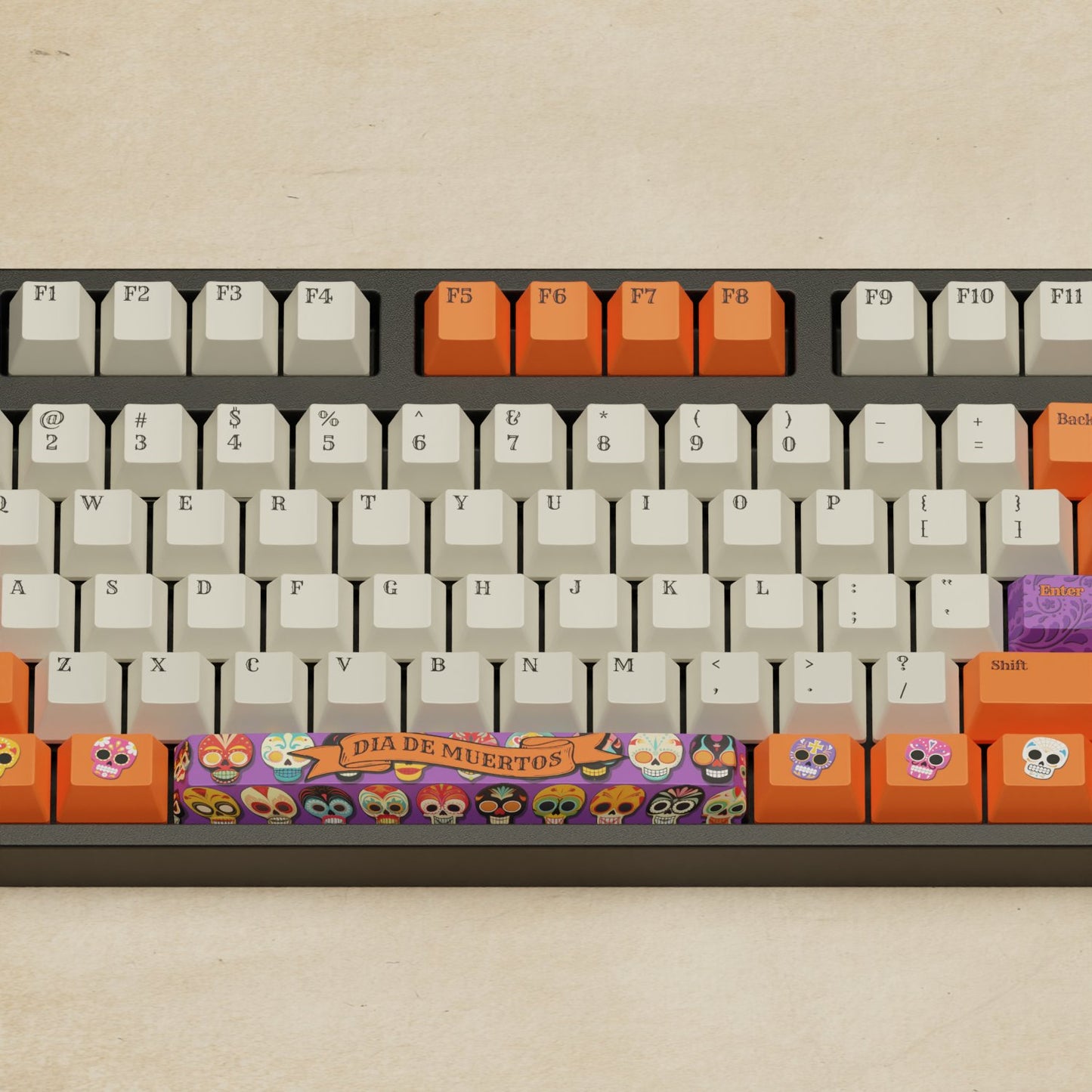 Alpha 108 - 100% Dia De Muertos Mechanical Keyboard - Goblintechkeys