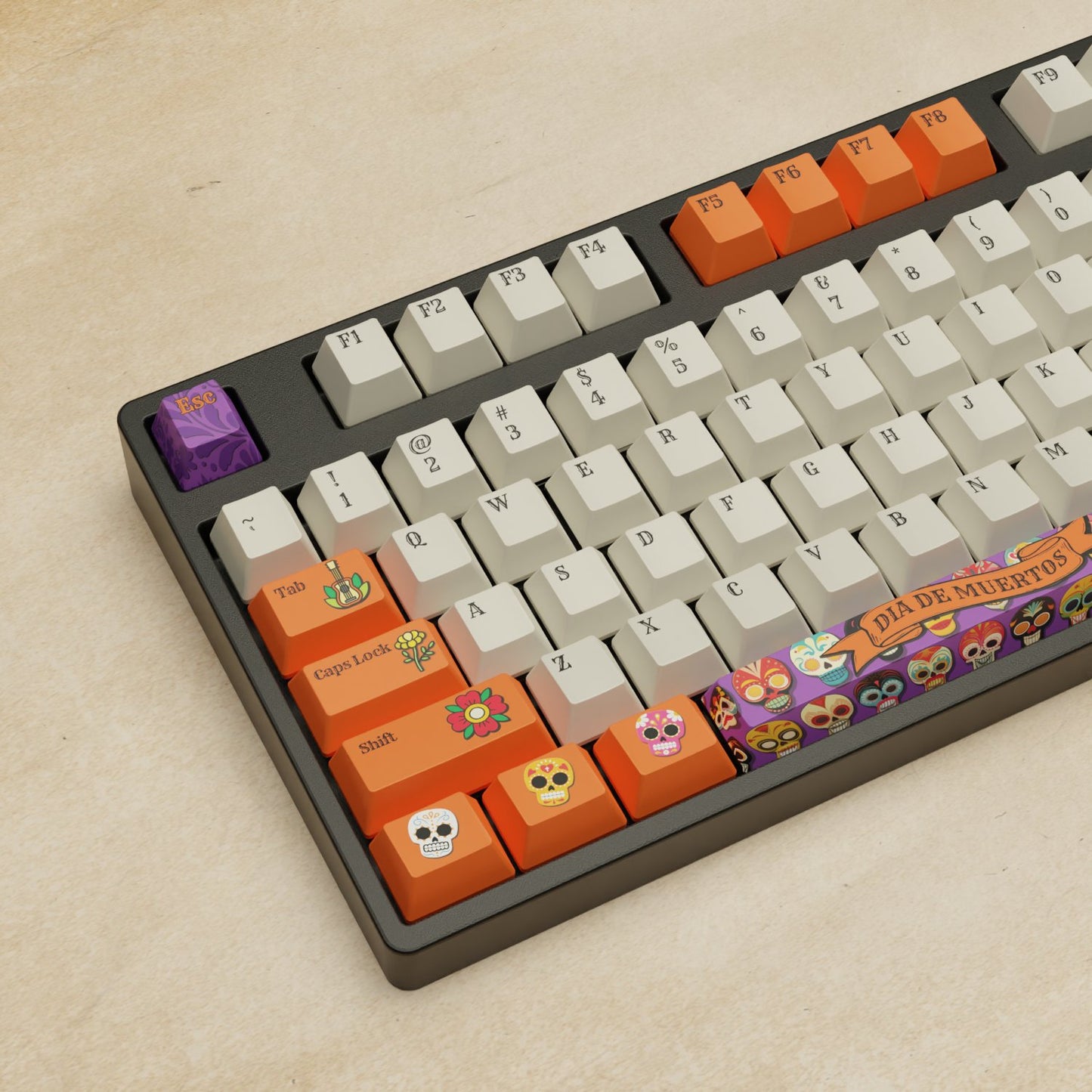 Alpha 108 - 100% Dia De Muertos Mechanical Keyboard - Goblintechkeys
