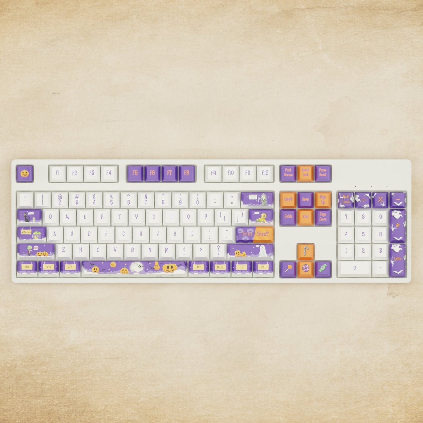 Alpha 108 100% Halloween Mechanical Keyboard - Goblintechkeys