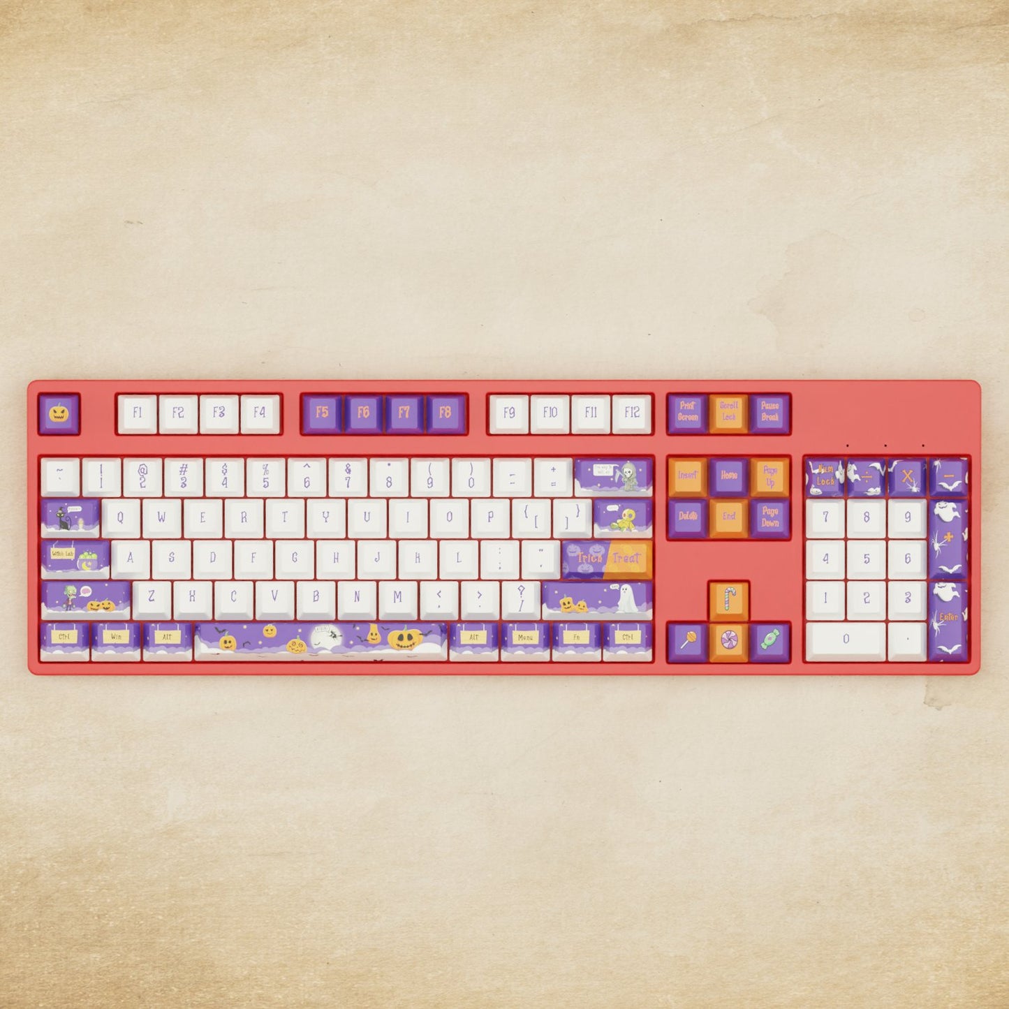 Alpha 108 100% Halloween Mechanical Keyboard - Goblintechkeys