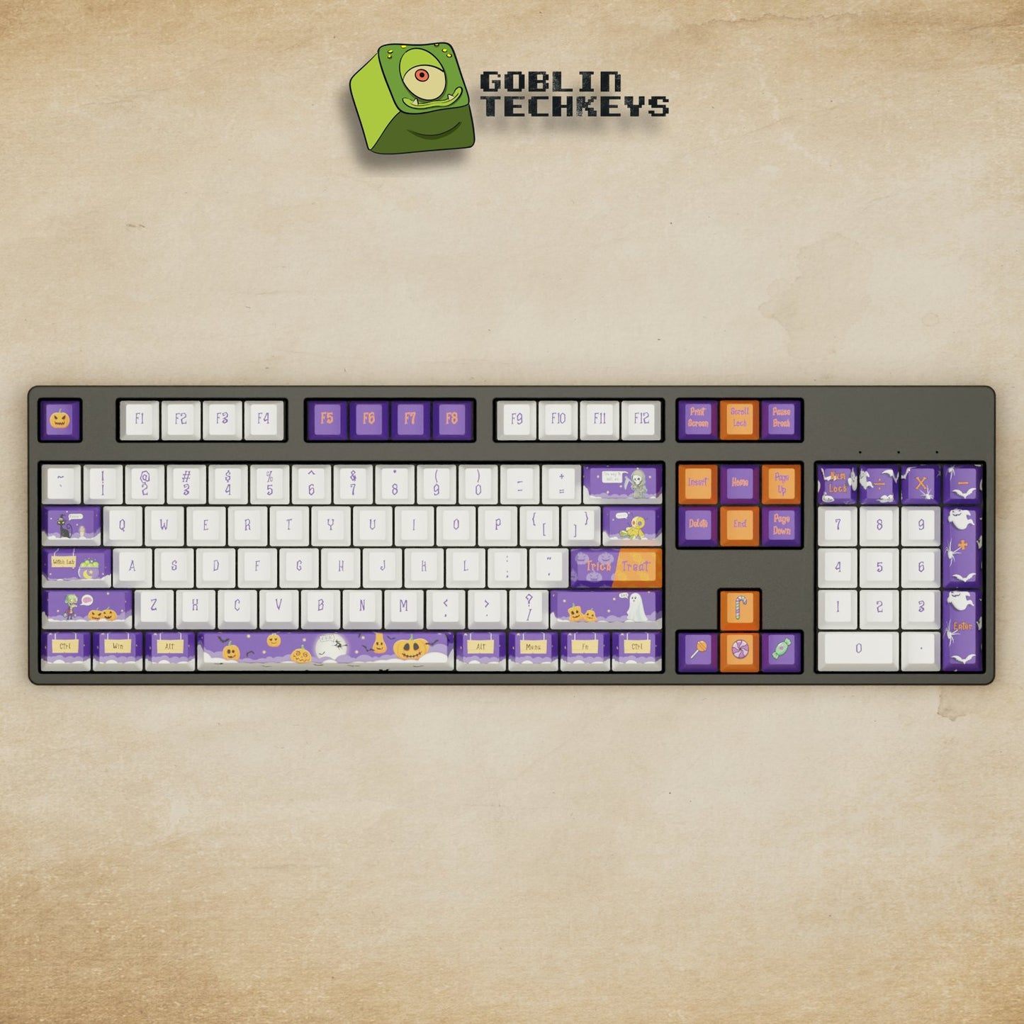 Alpha 108 100% Halloween Mechanical Keyboard - Goblintechkeys