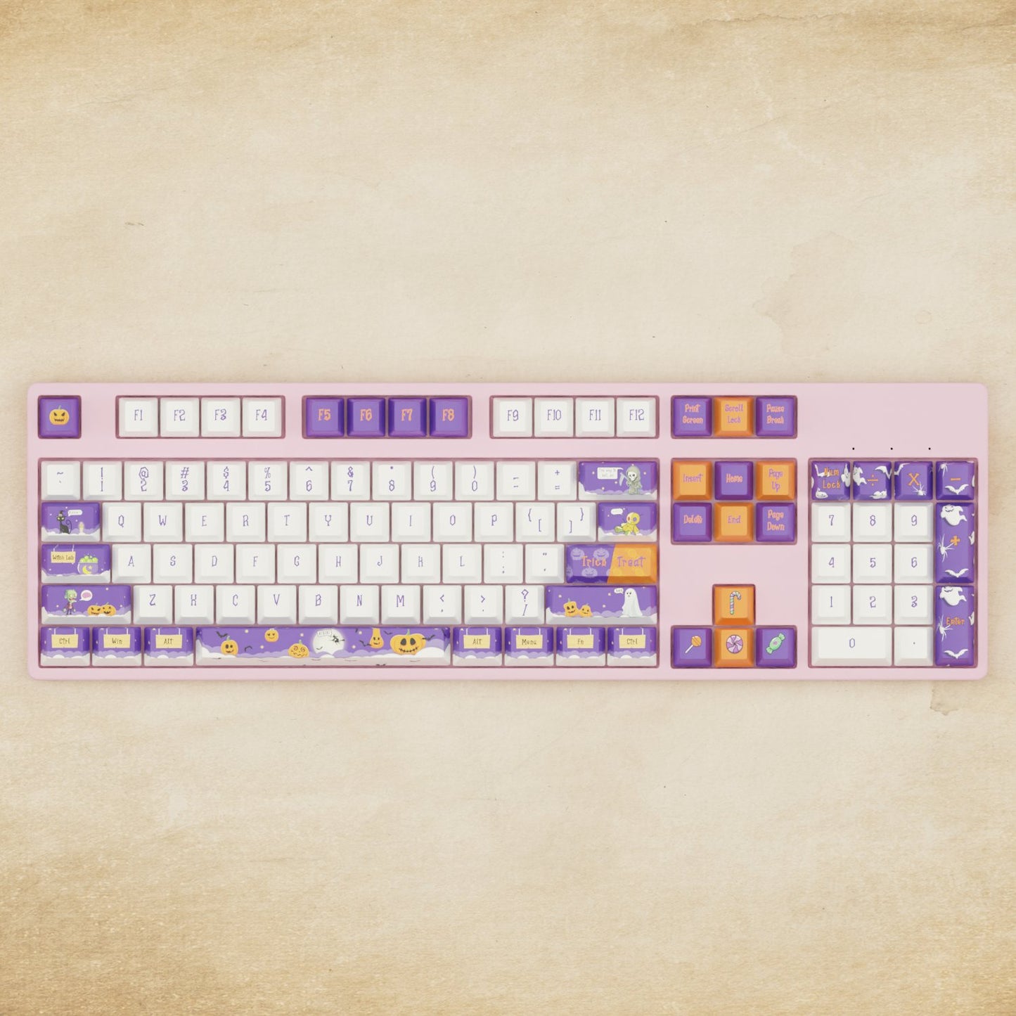 Alpha 108 100% Halloween Mechanical Keyboard - Goblintechkeys