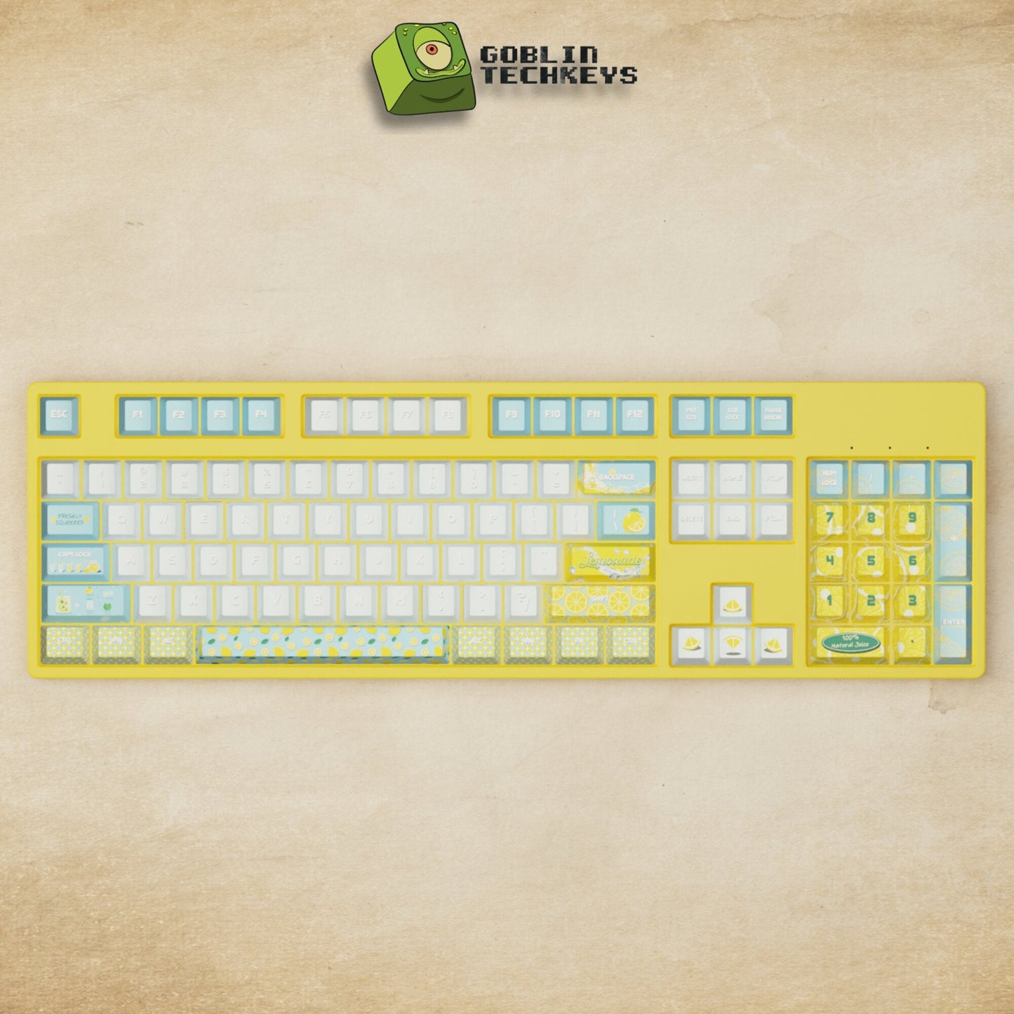 Alpha 108 - 100% Lemonade Mechanical Keyboard - Goblintechkeys