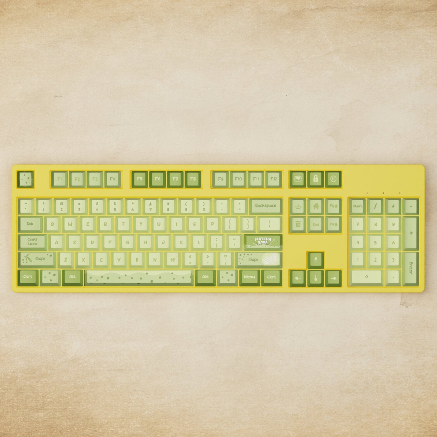 Alpha 108 - 100% Matcha Boba Mechanical Keyboard - Goblintechkeys