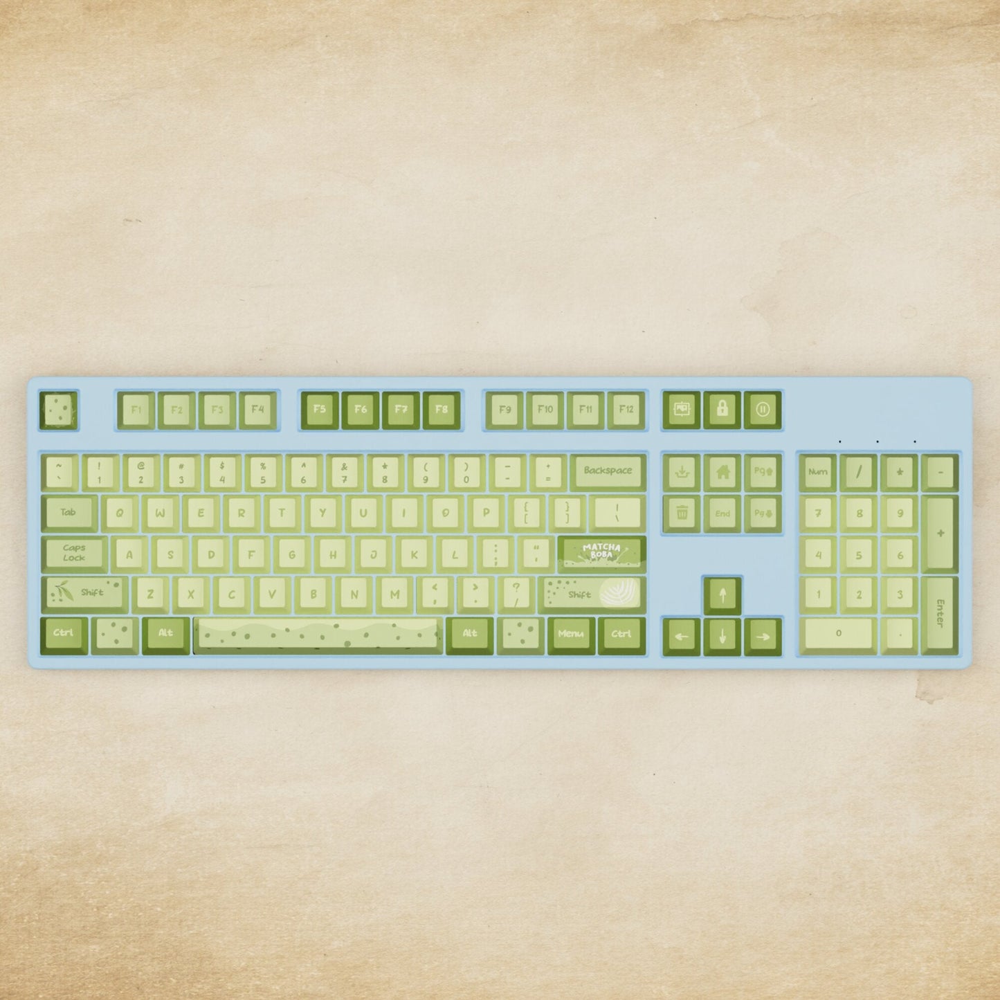 Alpha 108 - 100% Matcha Boba Mechanical Keyboard - Goblintechkeys
