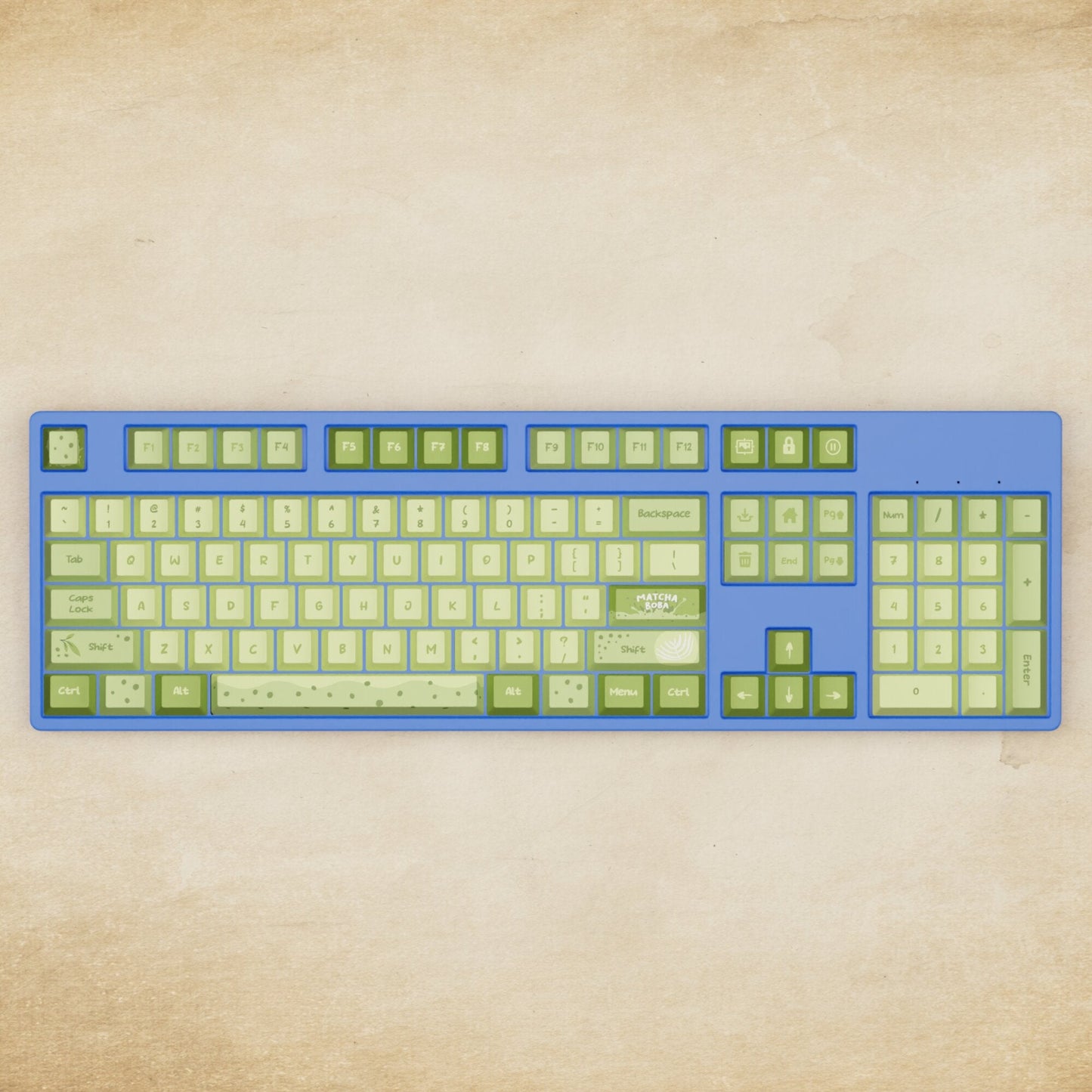 Alpha 108 - 100% Matcha Boba Mechanical Keyboard - Goblintechkeys