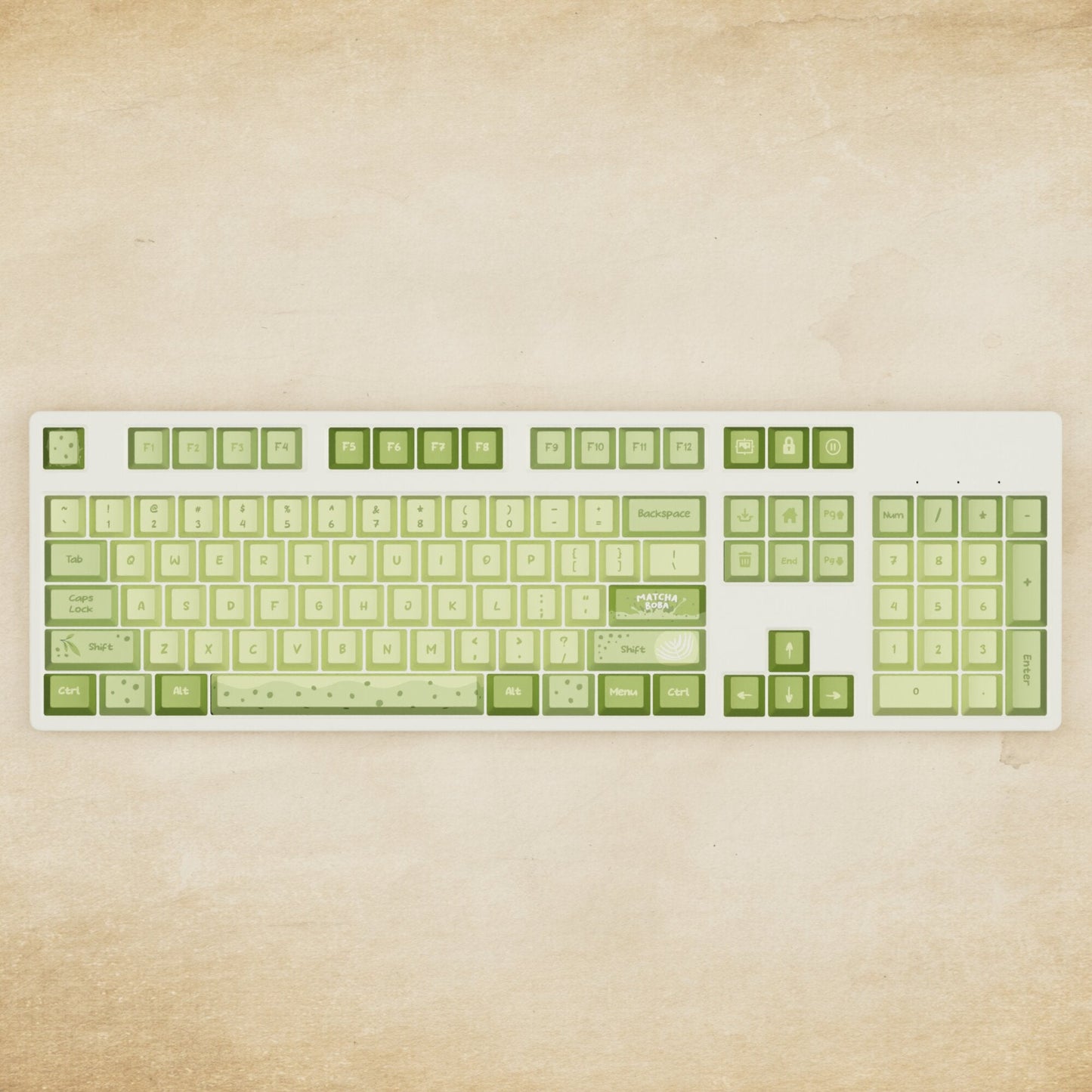 Alpha 108 - 100% Matcha Boba Mechanical Keyboard - Goblintechkeys