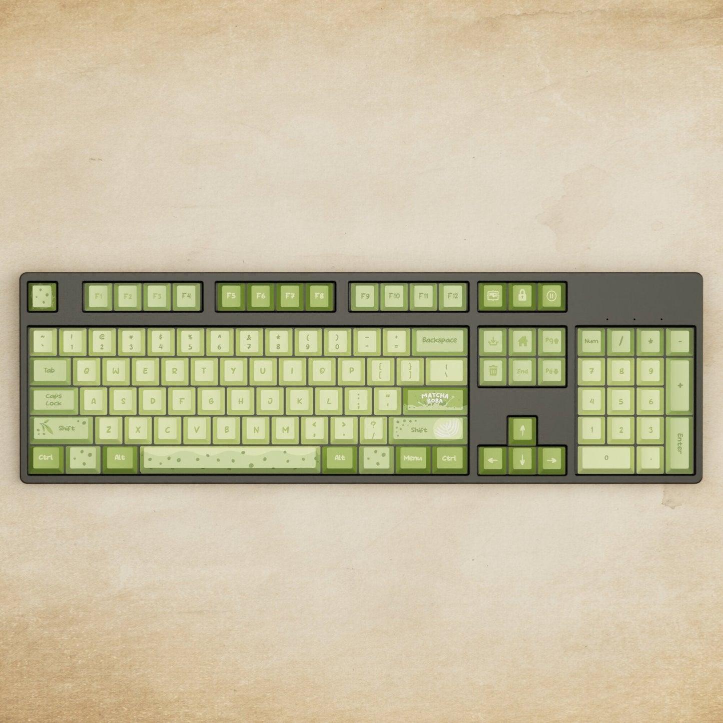 Alpha 108 - 100% Matcha Boba Mechanical Keyboard - Goblintechkeys