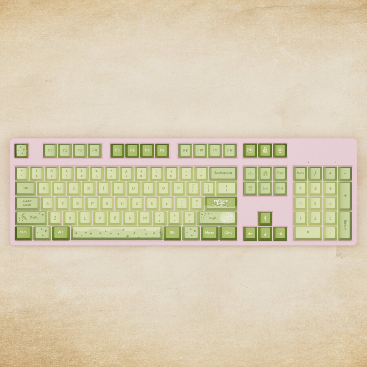 Alpha 108 - 100% Matcha Boba Mechanical Keyboard - Goblintechkeys