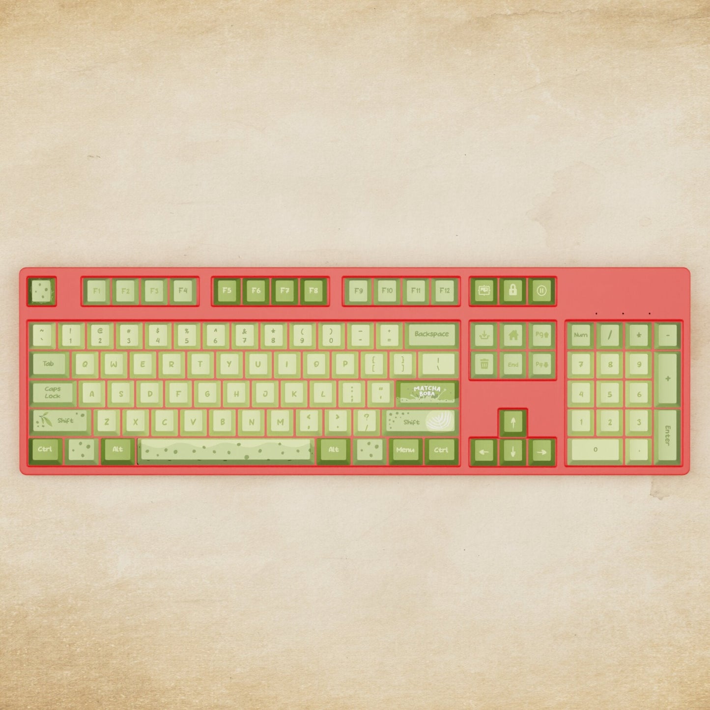 Alpha 108 - 100% Matcha Boba Mechanical Keyboard - Goblintechkeys