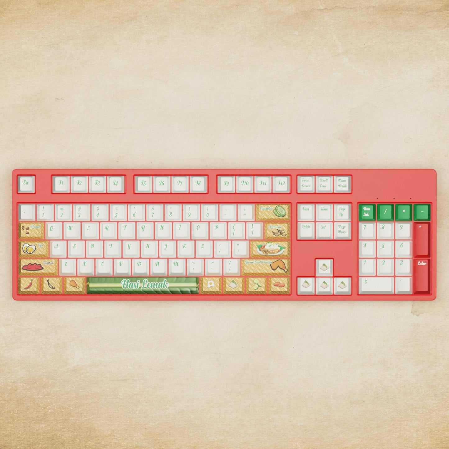 Alpha 108 - 100% Nasi Lemak Mechanical Keyboard - Goblintechkeys