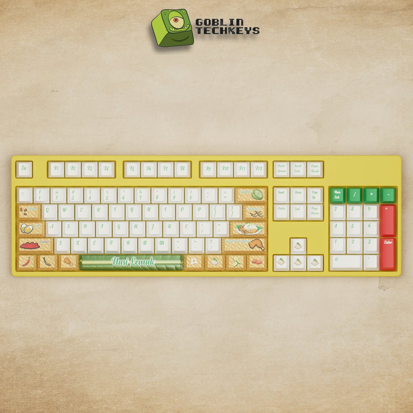 Alpha 108 - 100% Nasi Lemak Mechanical Keyboard - Goblintechkeys