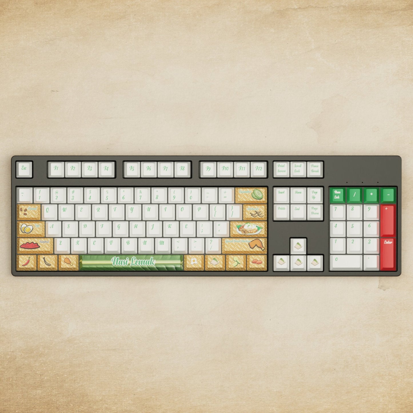 Alpha 108 - 100% Nasi Lemak Mechanical Keyboard - Goblintechkeys