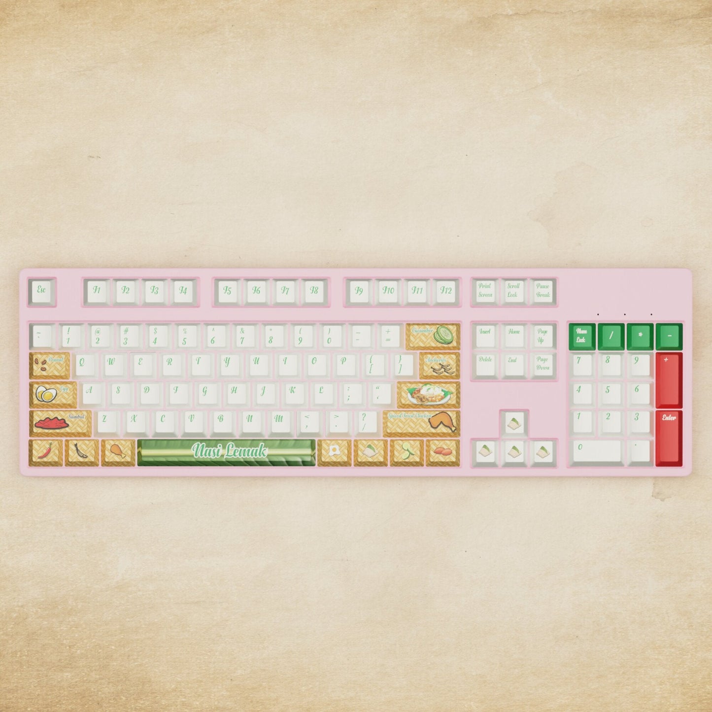 Alpha 108 - 100% Nasi Lemak Mechanical Keyboard - Goblintechkeys