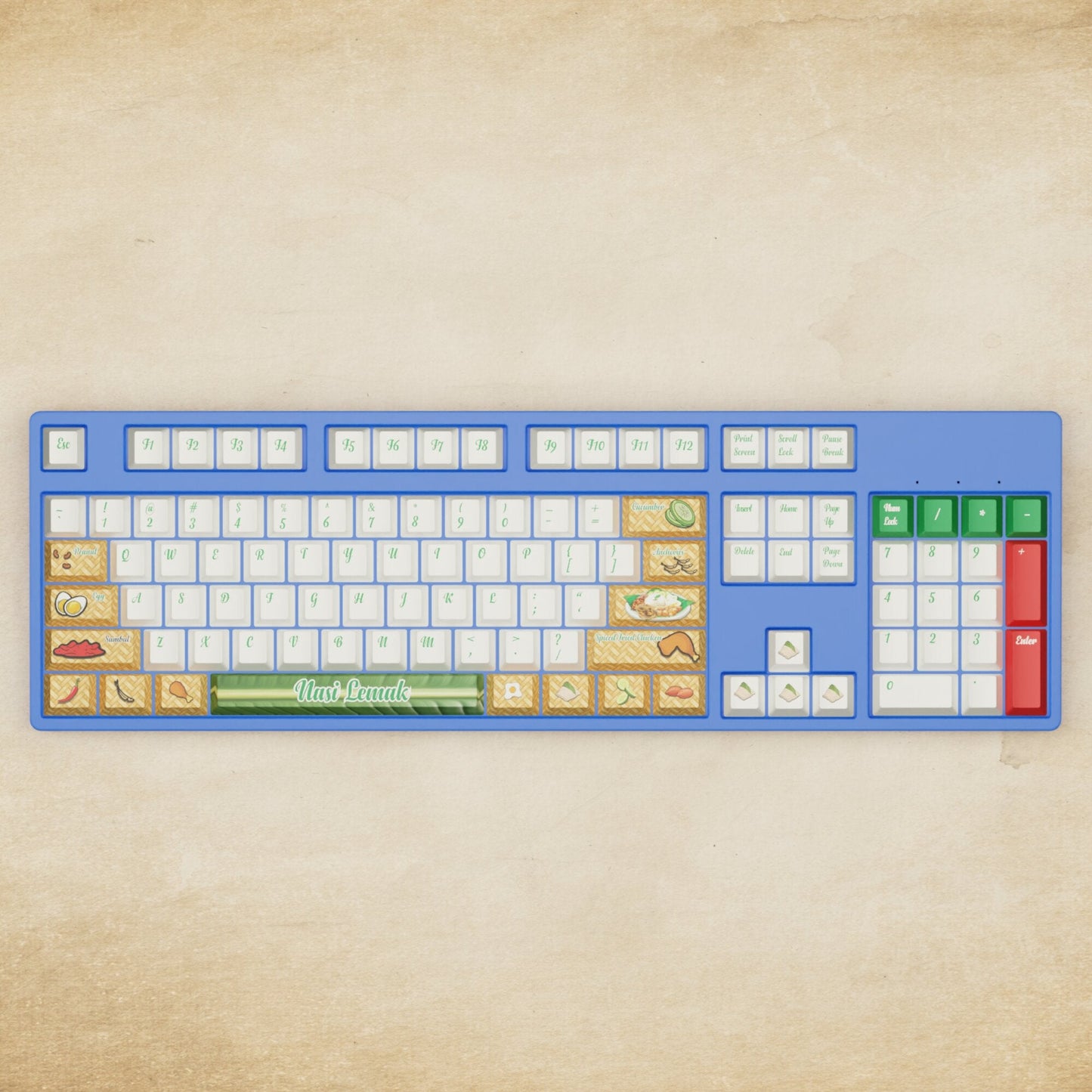 Alpha 108 - 100% Nasi Lemak Mechanical Keyboard - Goblintechkeys