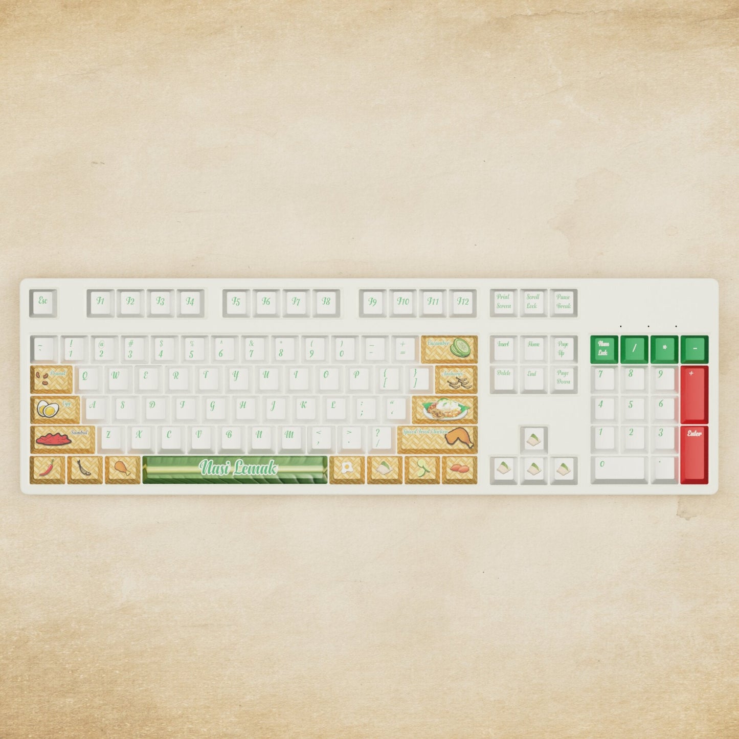 Alpha 108 - 100% Nasi Lemak Mechanical Keyboard - Goblintechkeys