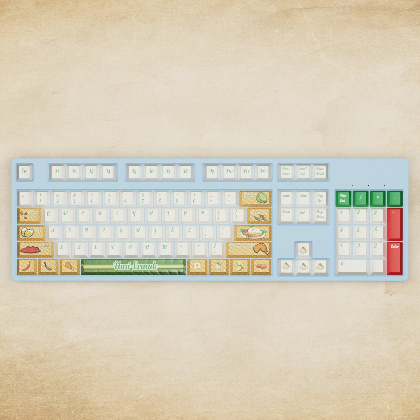 Alpha 108 - 100% Nasi Lemak Mechanical Keyboard - Goblintechkeys