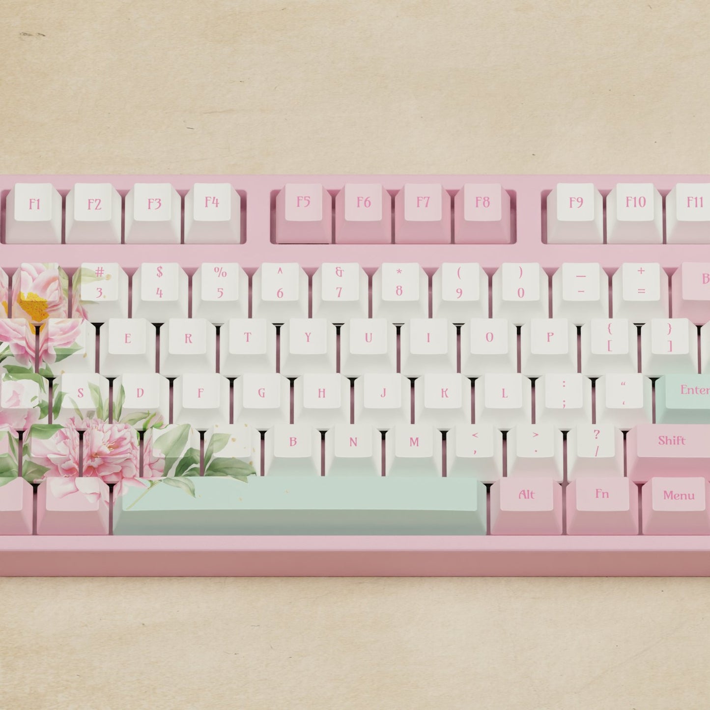 Alpha 108 - 100% Peony Mechanical Keyboard - Goblintechkeys