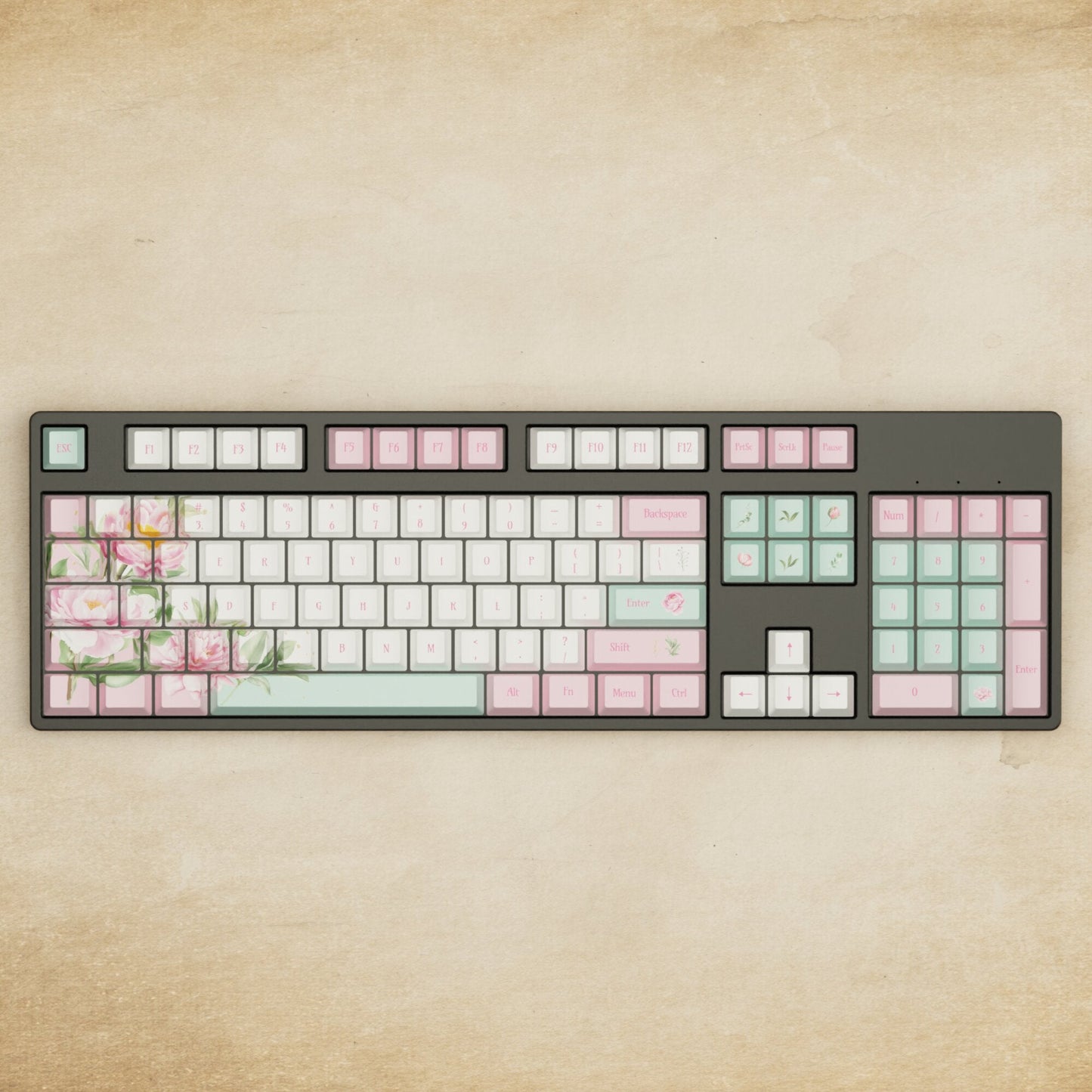 Alpha 108 - 100% Peony Mechanical Keyboard - Goblintechkeys