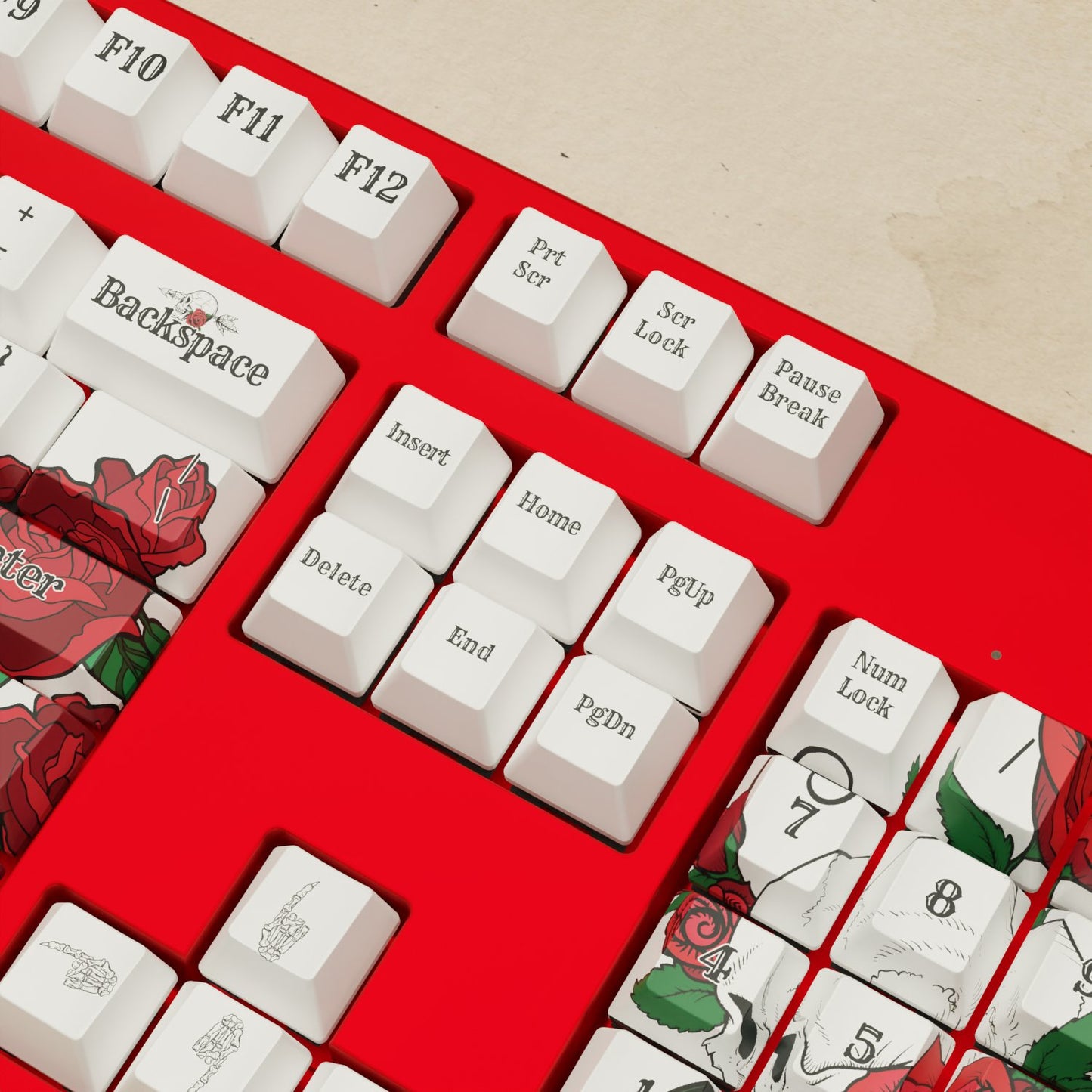 Alpha 108 - 100% Skull and Roses Mechanical Keyboard - Goblintechkeys