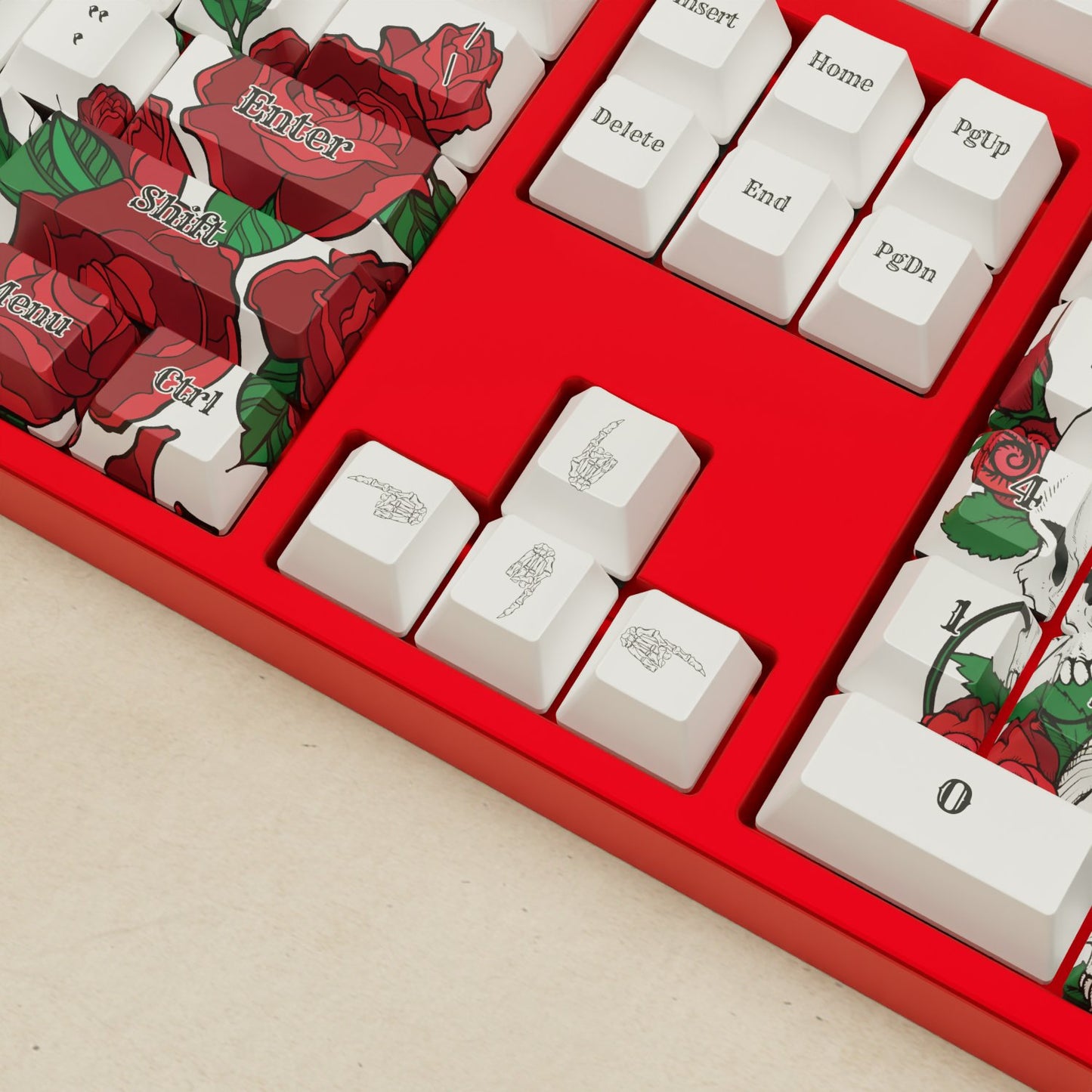 Alpha 108 - 100% Skull and Roses Mechanical Keyboard - Goblintechkeys