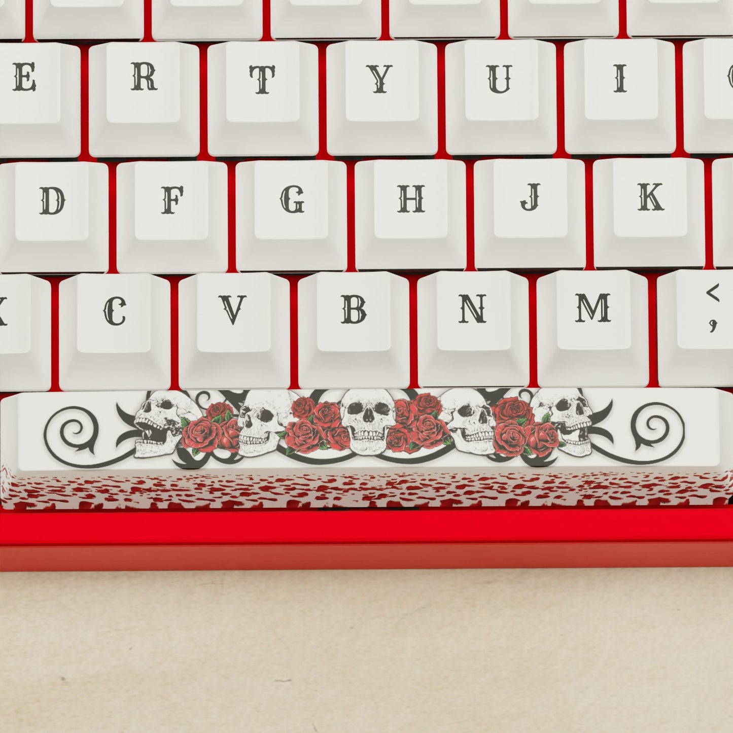 Alpha 108 - 100% Skull and Roses Mechanical Keyboard - Goblintechkeys