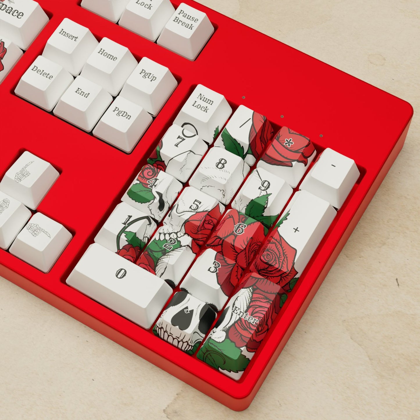 Alpha 108 - 100% Skull and Roses Mechanical Keyboard - Goblintechkeys