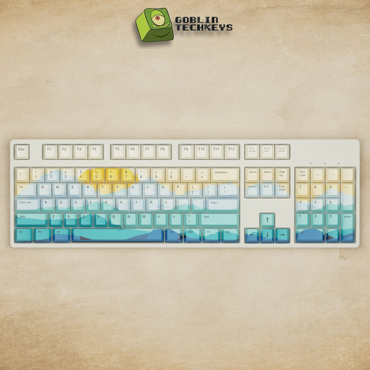 Alpha 108 - 100% Sunset Mechanical Keyboard - Goblintechkeys