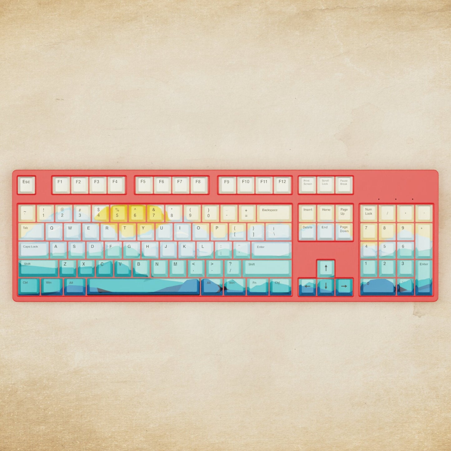 Alpha 108 - 100% Sunset Mechanical Keyboard - Goblintechkeys