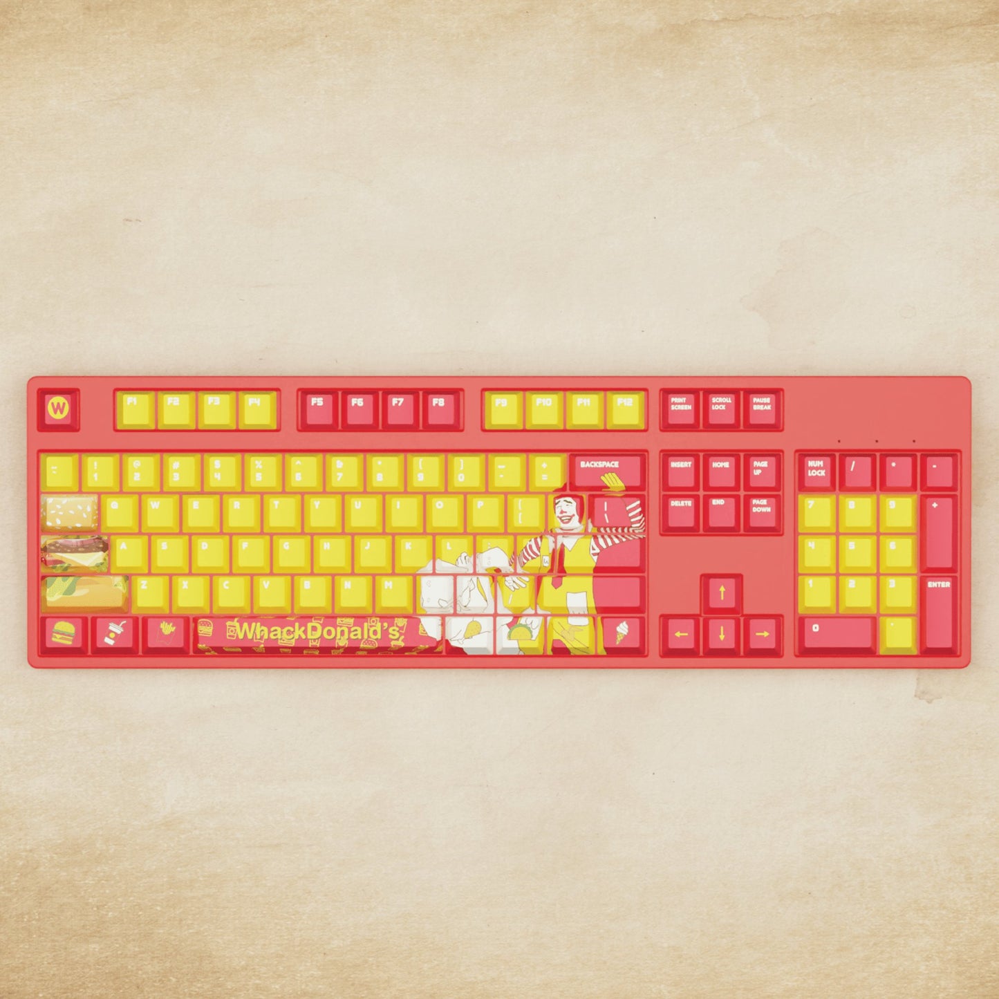 Alpha 108 - 100% Whackdonalds Mechanical Keyboard - Goblintechkeys