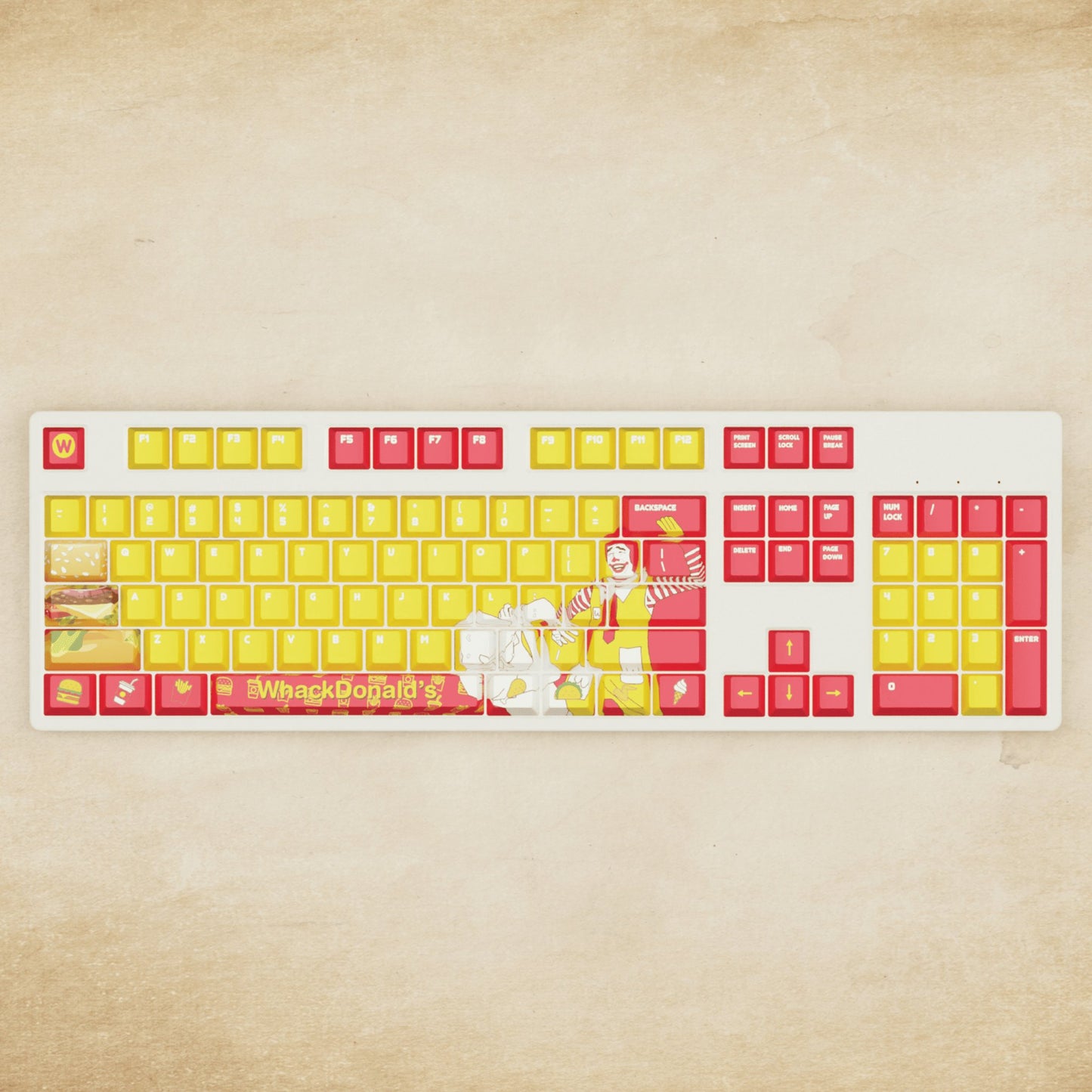 Alpha 108 - 100% Whackdonalds Mechanical Keyboard - Goblintechkeys