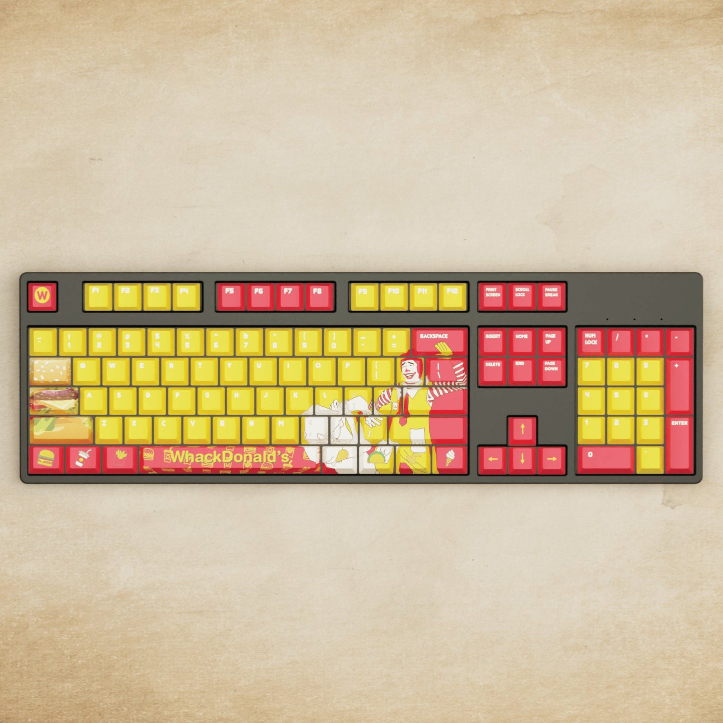 Alpha 108 - 100% Whackdonalds Mechanical Keyboard - Goblintechkeys