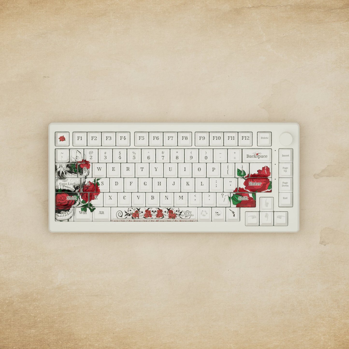 Alpha 82 - 75% Skull and Roses Mechanical Keyboard - Goblintechkeys