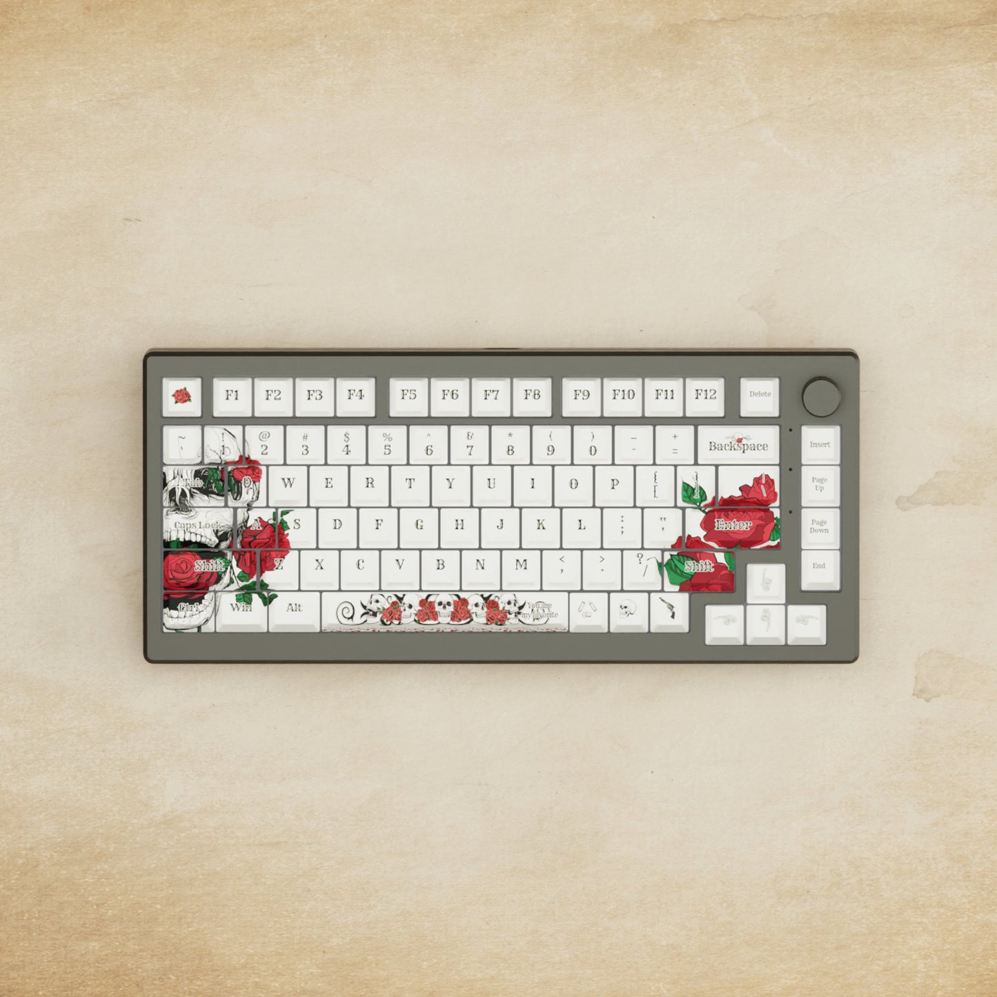 Alpha 82 - 75% Skull and Roses Mechanical Keyboard - Goblintechkeys